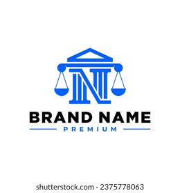 N LETTER INITIAL ATTORNEW LAW JUSTICE LOGO BUILDING VECTOR ICON ILLUSTRATION