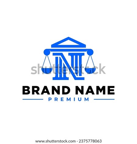 N LETTER INITIAL ATTORNEW LAW JUSTICE LOGO BUILDING VECTOR ICON ILLUSTRATION