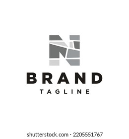 N Letter initial brick stone logo icon vector
