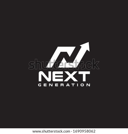 N letter initial incorporated with aup arrow logo design signs next step vector template