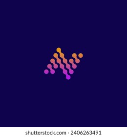 N letter initial logo in connected dots style.