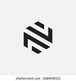 N letter initial logo. Hexagon logo design.