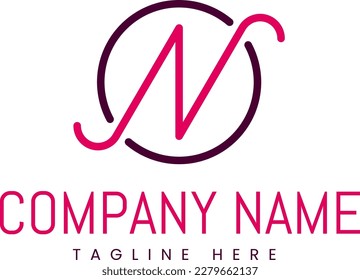 N letter initial logo on white background