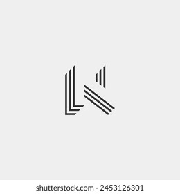 N letter initial logo in stacked lines contemporary style - black and white.