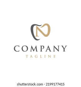 N Letter initial modern elegant luxury dental logo vector. 
Minimalist teeth logo creative unique icon