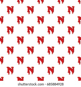 N letter isolated on white background. Red bloody N letter vector illustration