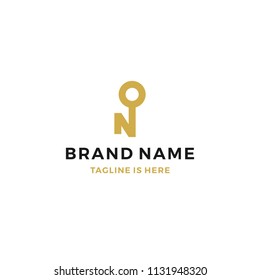 n letter key logo vector icon