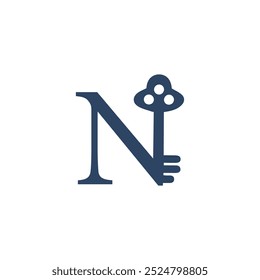 n letter key logo vector icon