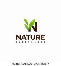 N letter leaf initial nature Logo designs, Modern Letter green Nature logo vector icon illustration