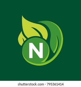 N letter leaf logo design