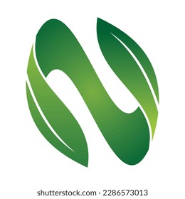 N letter leaf logo icon template
