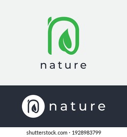 n Letter with Leaf Logo in Vector