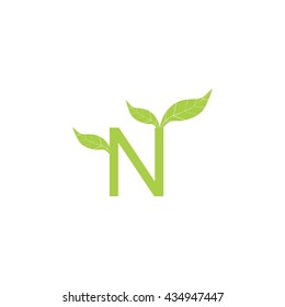 N letter leaf logo vector