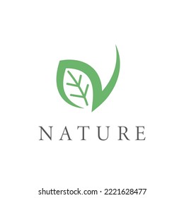 n letter leaf for nature icon vector illustration concept design template