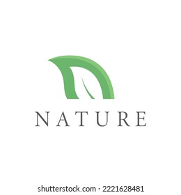 n letter leaf for nature icon vector illustration concept design template