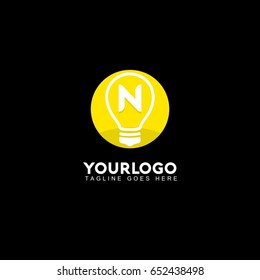 N Letter Light Logo, Lamp Idea Logo, Idea Logo