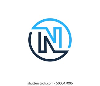 N Letter Line Circle Logo Design Template