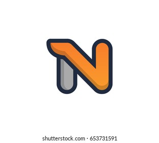 N Letter Linear Flat Color Minimal Alphabet logo mark design template