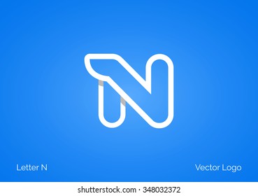 N Letter Linear Flat Minimal Alphabet typo logo icon