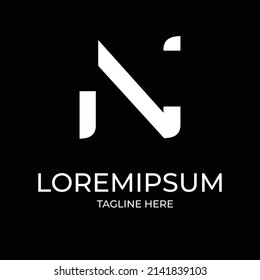 N Logotipo de Premium de lujo vinculado a una carta