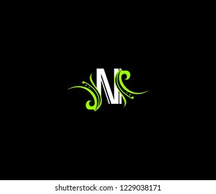 N letter linked monogram luxury flourishes ornament logo