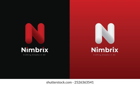 N letter logo, 3d Logo, N logo design template