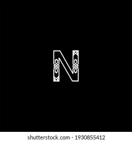 N letter logo abstract design on black color background. n alphabet