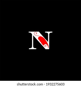 N letter logo abstract design on black color background. n alphabet