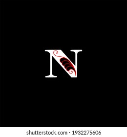 N letter logo abstract design on black color background. n alphabet