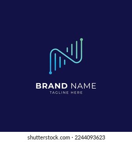 N Letter Logo With Analytics Arrow Illustration, Analytics N Icon.
