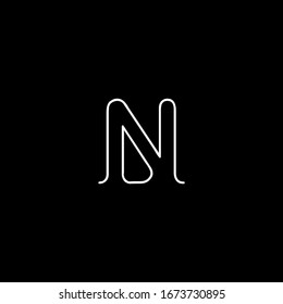N letter logo with black background.The letter icon.The white letter design.