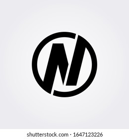 N letter logo in black color. Initial logo concept vector with minimalist geometric shape.