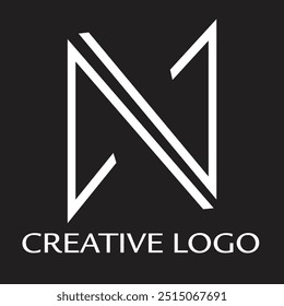 N Letter Logo With Black Lines Design. Line Letter Symbol Vector Illustration