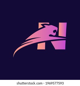 N letter logo with blue background. N letter design.