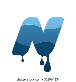N letter logo with blue water and drops. Chemical and oil industries. Vector design template elements for your application or corporate identity.