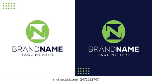 N Letter Logo With Box, Design Inspiration, Illustration, Vector