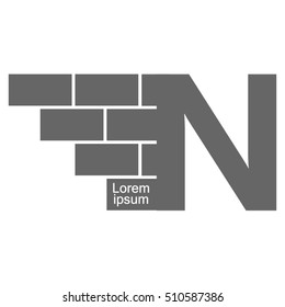 N  letter Logo, brick wall logo design with place for your data.  