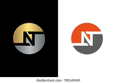 N Letter logo with Circle, Gold and Silver Logo Template
