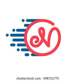 N letter logo in circle with speed line. Font style, vector design template elements for your sport application or corporate identity.