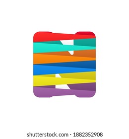 N letter logo with colorful diagonal lines. For brand label, Colorful Anniversary Celebration, creative poster and icon, multimedia ads and more