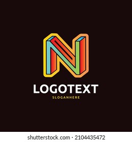 Logotipo de letra N, logotipo de gradiente colorido N, logotipo abstracto colorido