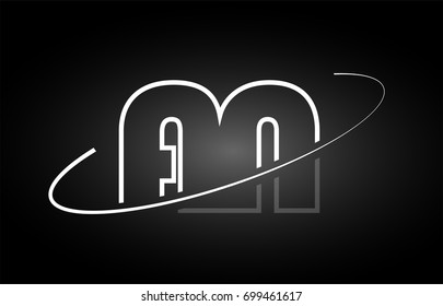 AN A N letter logo combination black white alphabet vector creative company icon design template modern