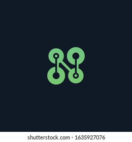 N letter logo connected dots design