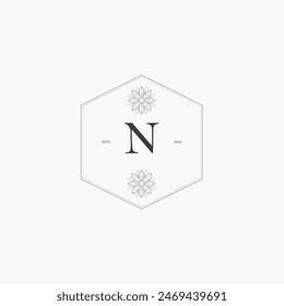 N letter logo with a creative floral concept for company business beauty real estate premium