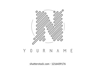 N Letter Logo Design with Black Lines Monogram Vector Illustration