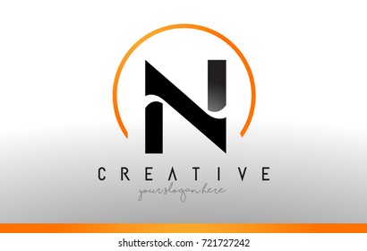 N Letter Logo Design with Black Orange Color. Cool Modern Icon Letters Logo Vector.