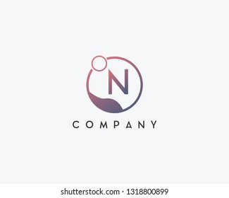N letter logo design with circle.
