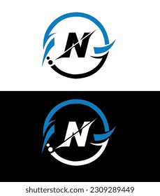 N letter logo design with a circle shape. N circle and cube shape logo design. N monogram, business, real estate logo. N Logo design with unique and simple design.