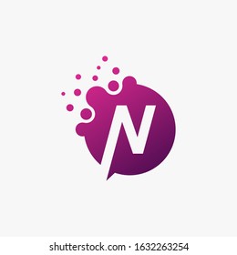 N letter logo design with circles