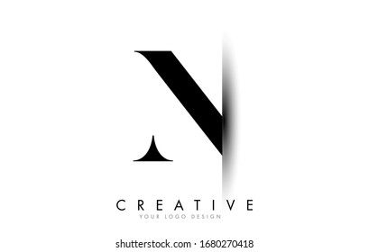 N Diseño de logotipo con diseño creativo de ilustración de vectores de corte en sombra.